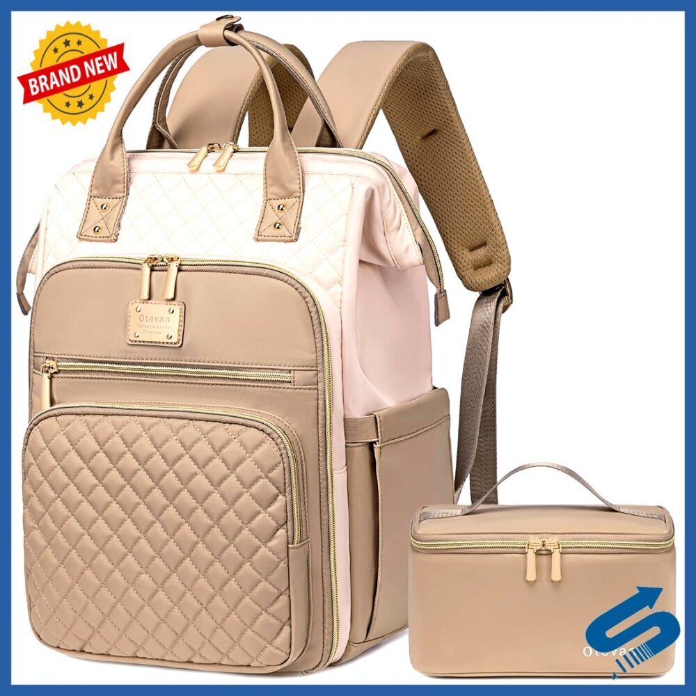 Insulated Lunch Laptop Backpack for Work Travel Teacher Nurse Multi-Pocket